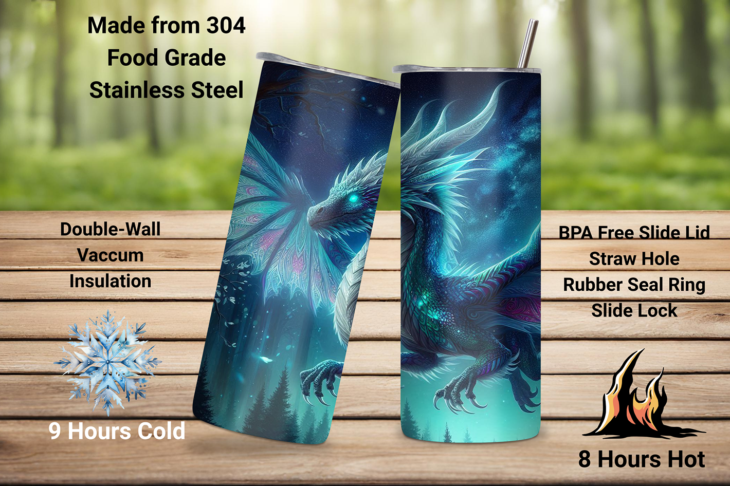 Mystic Dragon Tumbler, Blue Dragon and Starry Night Tumbler, Fantasy Lover Gift, 20OZ Tumbler, 22OZ Tumbler, 30OZ Tumbler
