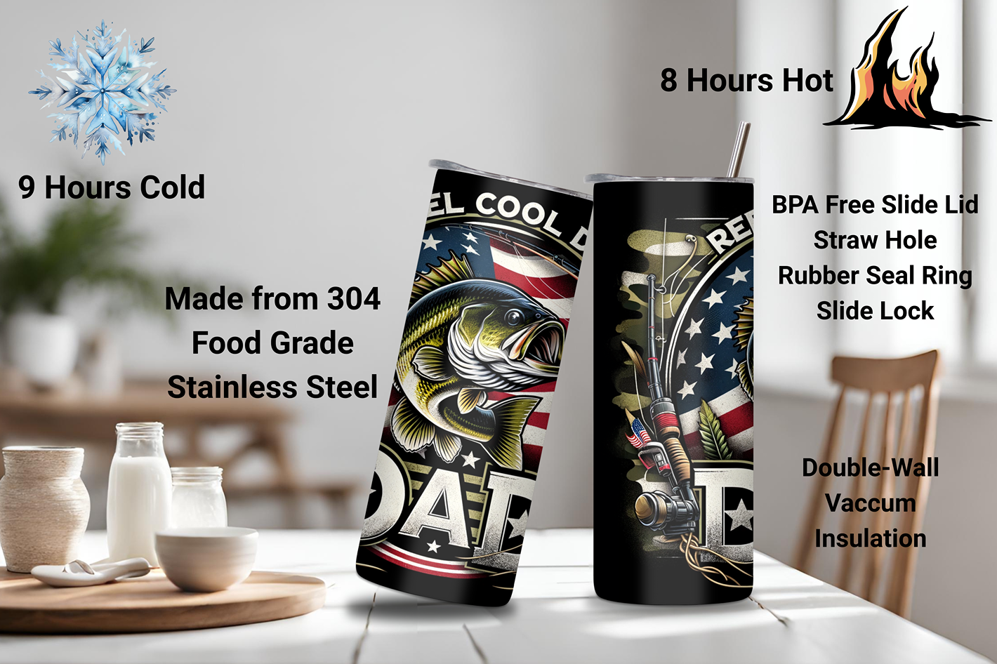 Reel Cool Dad Gift Tumbler, Father's Day Present, Dad Birthday Gift Coffee Cup, Fishing Cup, 20OZ Tumbler, 22OZ Tumbler, 30OZ Tumbler