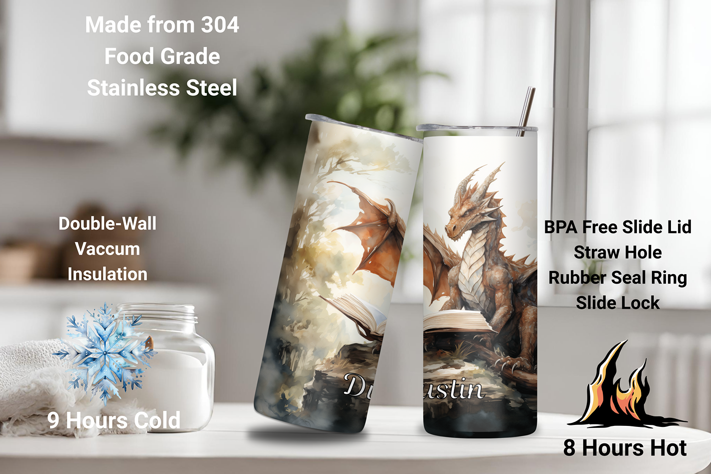 Customizable Dragon Lore Tumbler, Custom Book Dragon Tumbler, Fantasy Lover Gift, 20OZ Tumbler, 22OZ Tumbler, 30OZ Tumbler