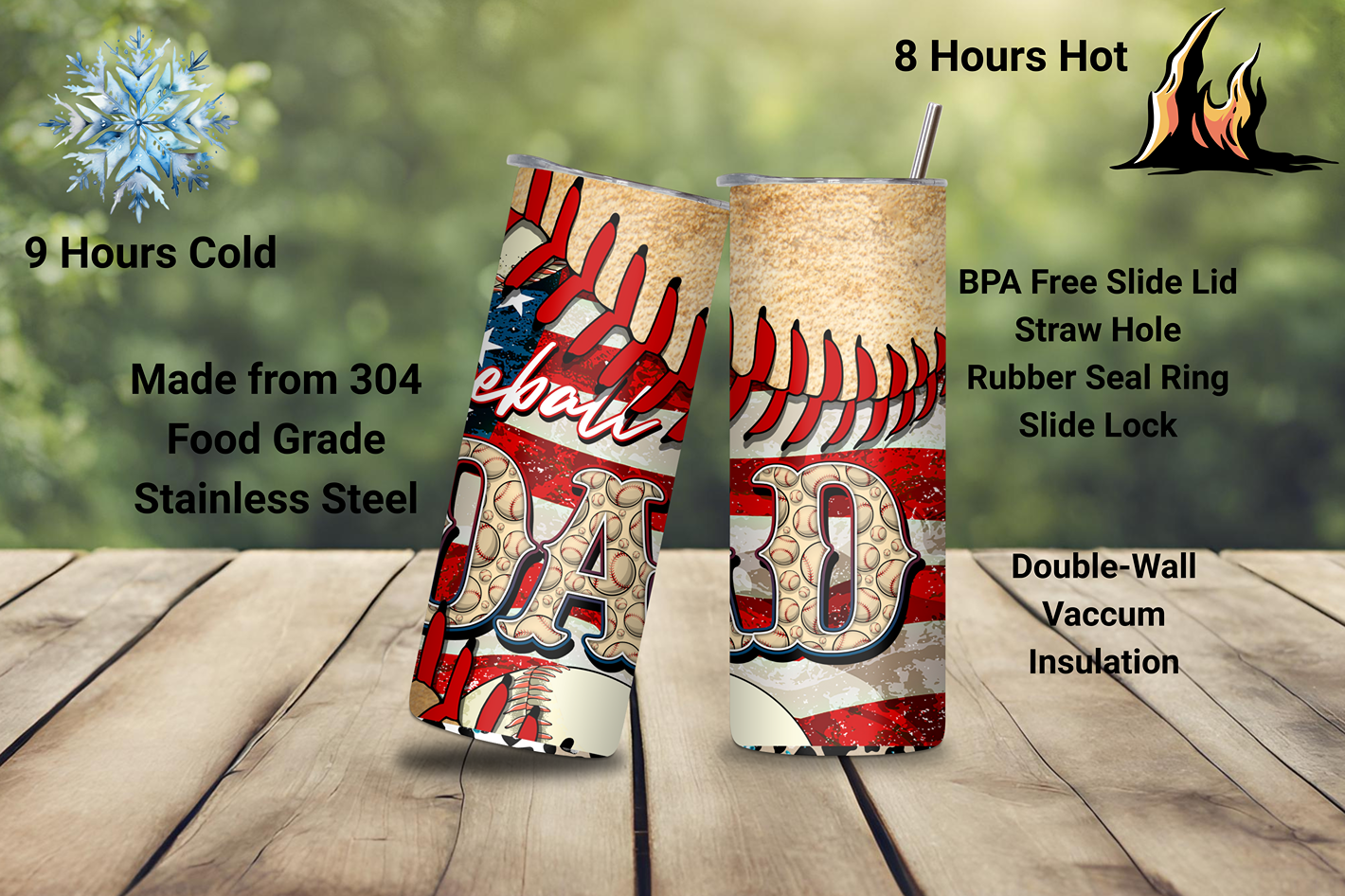 Father's Dad Baseball Travel Mug, Baseball Dad Tumbler, Sports Dad Gift Coffee Cup, 20OZ Tumbler, 22OZ Tumbler, 30OZ Tumbler