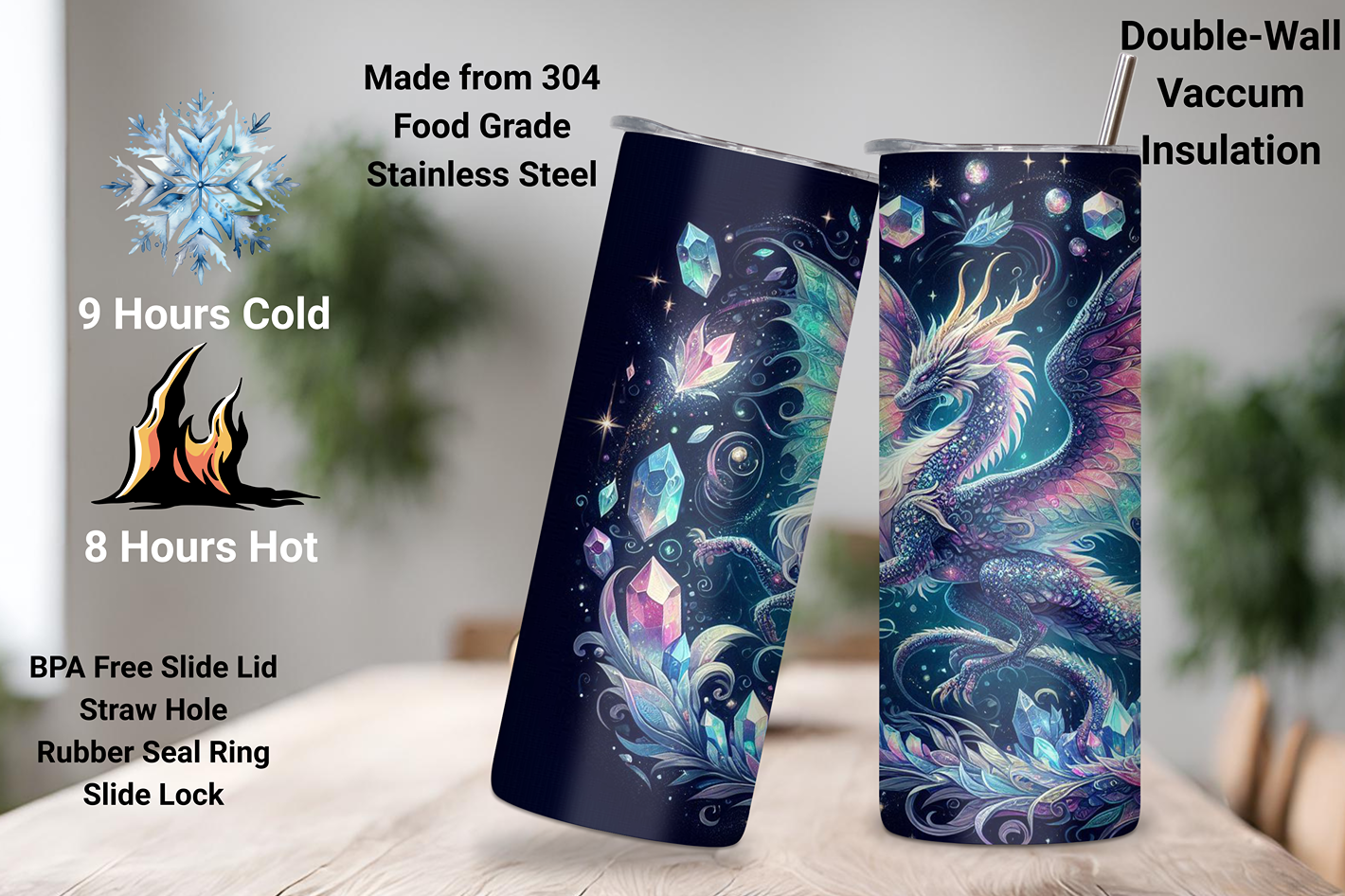 Celestial Dragon Tumbler, Mystic Dragon Coffee Cup, Fantasy Travel Mug, 20OZ Tumbler, 22OZ Tumbler, 30OZ Tumbler