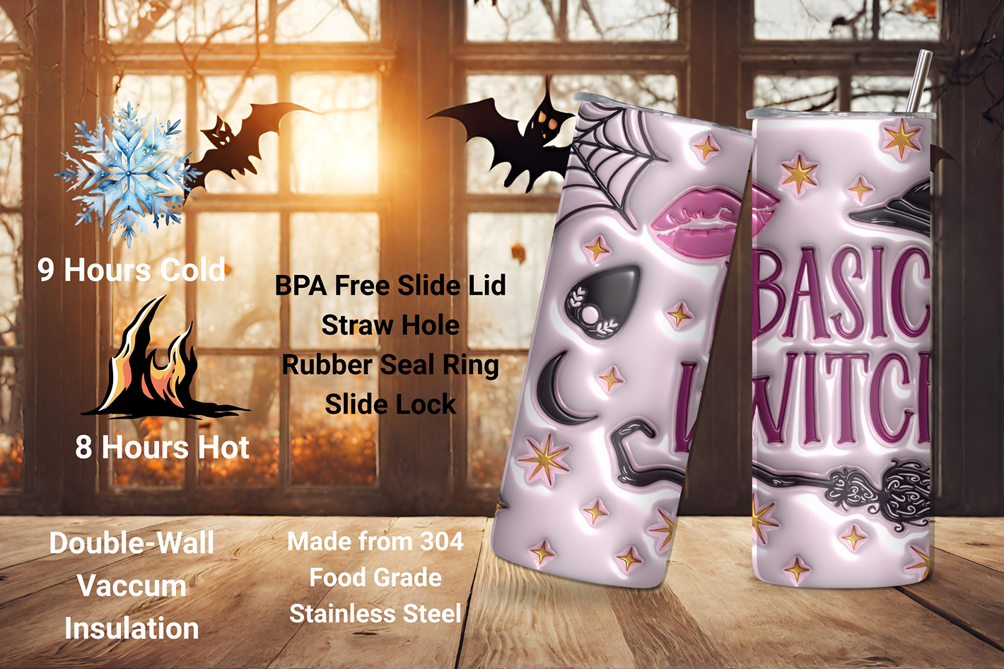Basic Witch Halloween Tumbler, Pink Witch Cup, Spooky Season Halloween Cup, Gift for Her, 20OZ Tumbler, 22OZ Tumbler, 30OZ Tumbler