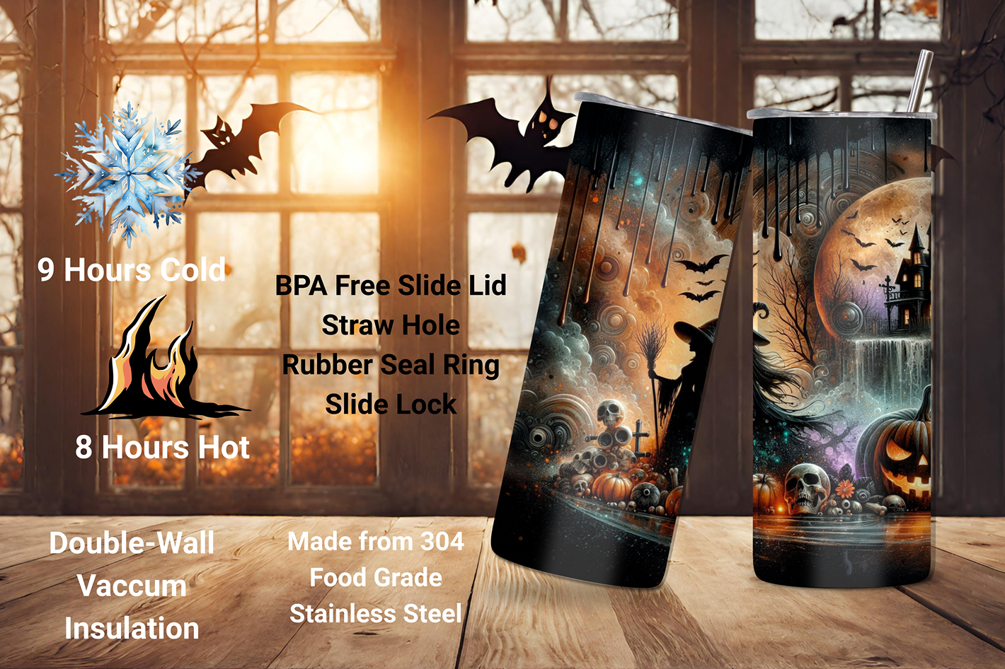 Enchanted Eve Tumbler, Halloween Night Tumbler, Witches Abode Magical Night, 20OZ Tumbler, 22 OZ Tumbler, 30OZ Tumbler