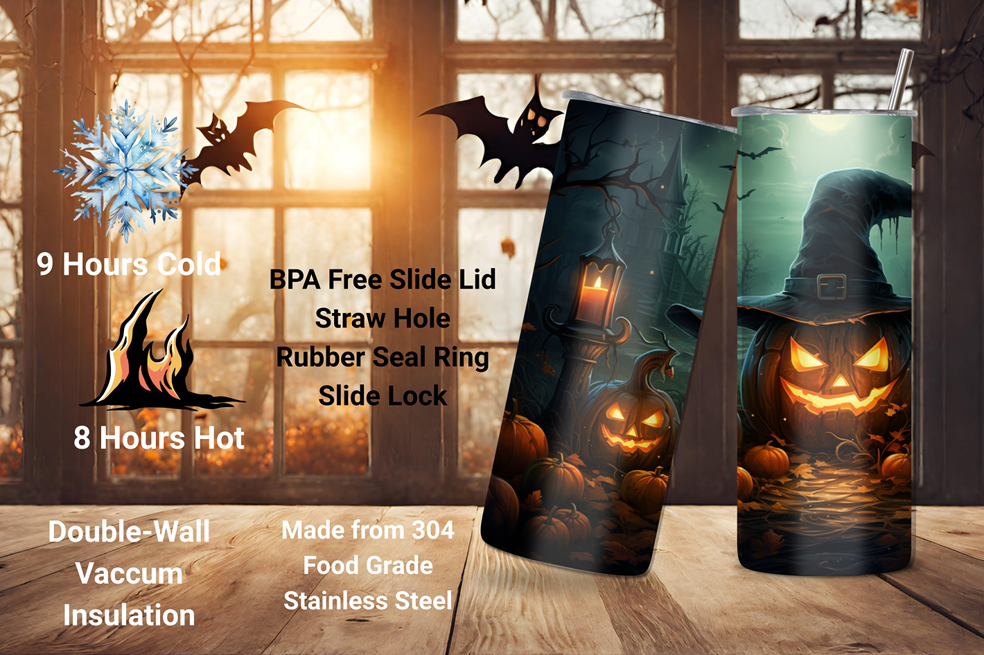 Creepy Pumpkin Eve Tumbler, Haunted Witch Pumpkin Coffee Cup, Spooky Eve Pumpkin Mug, 20OZ Tumbler, 22OZ Tumbler, 30OZ Tumbler