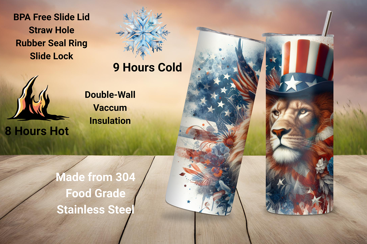 Liberty's Majesty Tumbler, Lion Tumbler, 4th of July Coffee Cup, Patriotic Travel Mug, 20OZ Tumbler, 22OZ Tumbler, 30OZ Tumbler