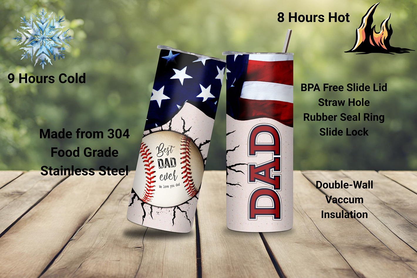 Baseball Dad Gift Travel Mug, Father's Day Gift Coffee Cup, Dad Gift, 20OZ Tumbler, 22OZ Tumbler, 30OZ Tumbler