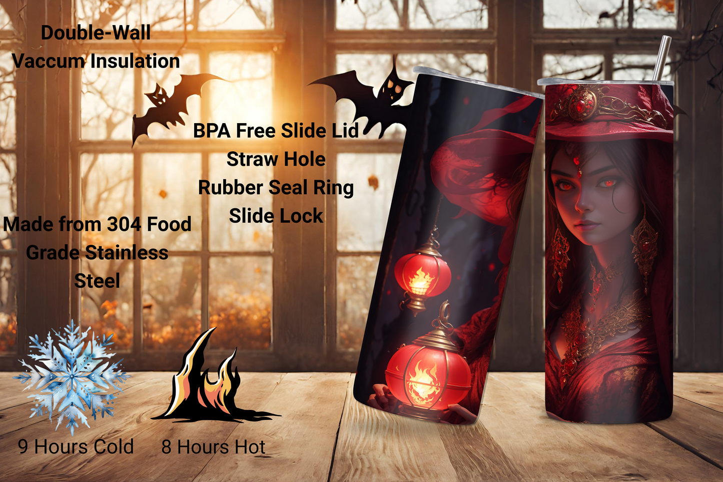 Mystic Enchantress Halloween Tumbler, Witch Tumbler, Sorceress Coffee Cup, Halloween Gift, 20OZ Tumbler, 22OZ Tumbler, 30OZ Tumbler
