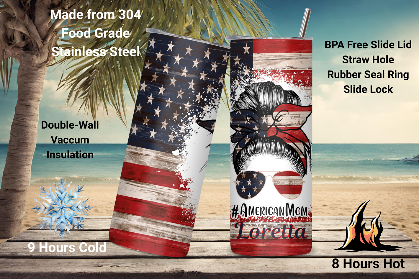 #AmericanMom Customizable Patriotic Tumbler, 4th of July Coffee Cup, Mom Cup, Travel Mug, 20OZ Tumbler, 22OZ Tumbler, 30OZ Tumbler