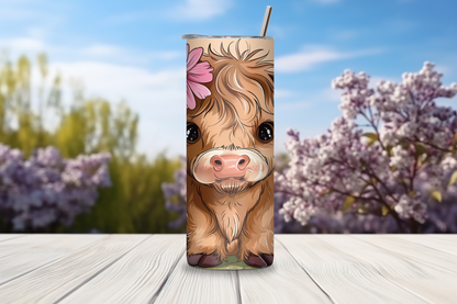 Doing My Best Highland Cow Tumbler, Funny Cow Travel Mug, Flowers and Cow Travel Mug, Gift for Her, 20OZ Tumbler
