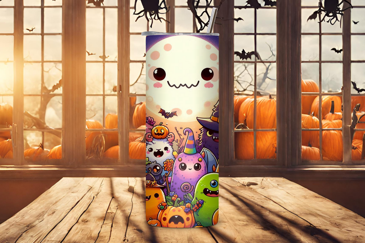 Spooky Cute Halloween Creatures Tumbler, Cute Ghost Tumbler, Playful Halloween Tumbler, 20OZ Tumbler, 22OZ Tumbler, 30OZ Tumbler