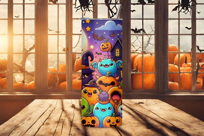 Spooky Cute Halloween Creatures Tumbler, Cute Ghost Tumbler, Playful Halloween Tumbler, 20OZ Tumbler, 22OZ Tumbler, 30OZ Tumbler