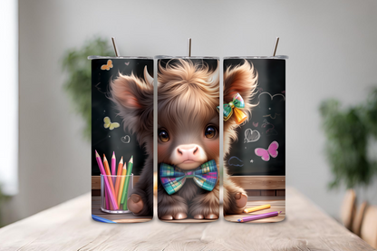 Classroom Cutie Highland Cow Tumbler, Cute Baby Cow Travel Cup, Teacher Gift Coffee Cup, 20OZ Tumbler, 30OZ Tumbler