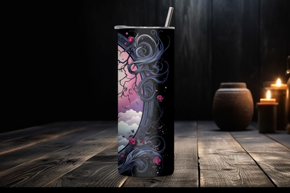 Gothic Rose Whisper Tumbler, Light and Dark Skull Tumbler, Goth or Halloween Gift, 20OZ Tumbler, 22OZ Tumbler, 30OZ Tumbler