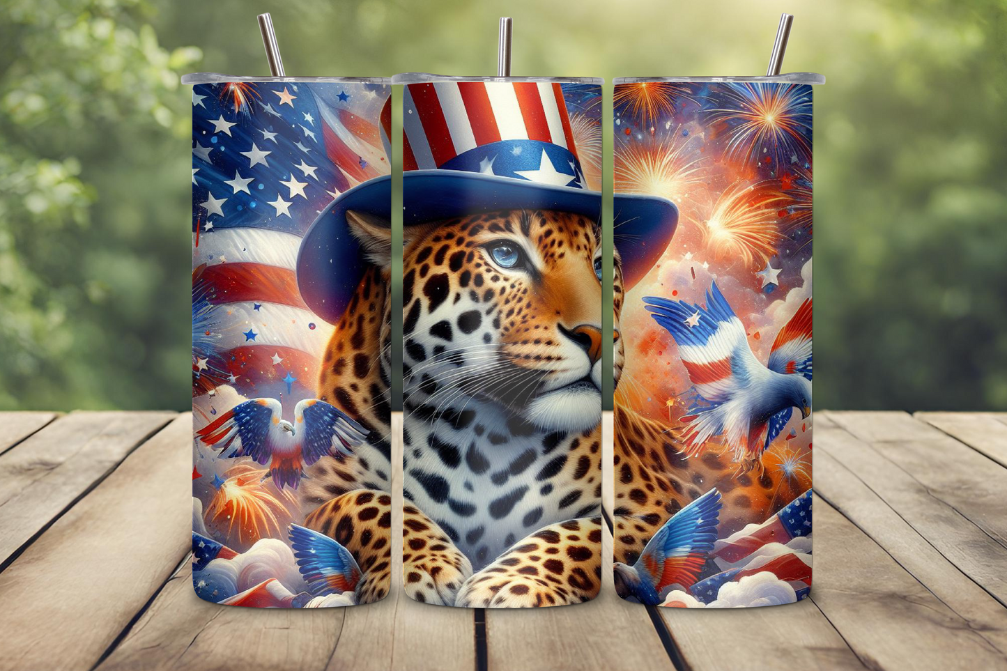 Patriotic Leopard Tumbler, Animal Tumbler, 4th of July Cup, Flag Coffee Cup, 20OZ Tumbler, 22OZ Tumbler, 30OZ Tumbler