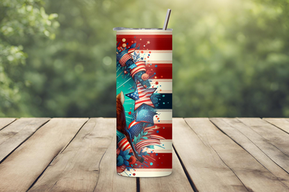 Starry Patriotic Deer Tumbler, 4th of July Travel Mug, Independence Day Coffee Cup, 20OZ Tumbler, 22OZ Tumbler, 30OZ Tumbler