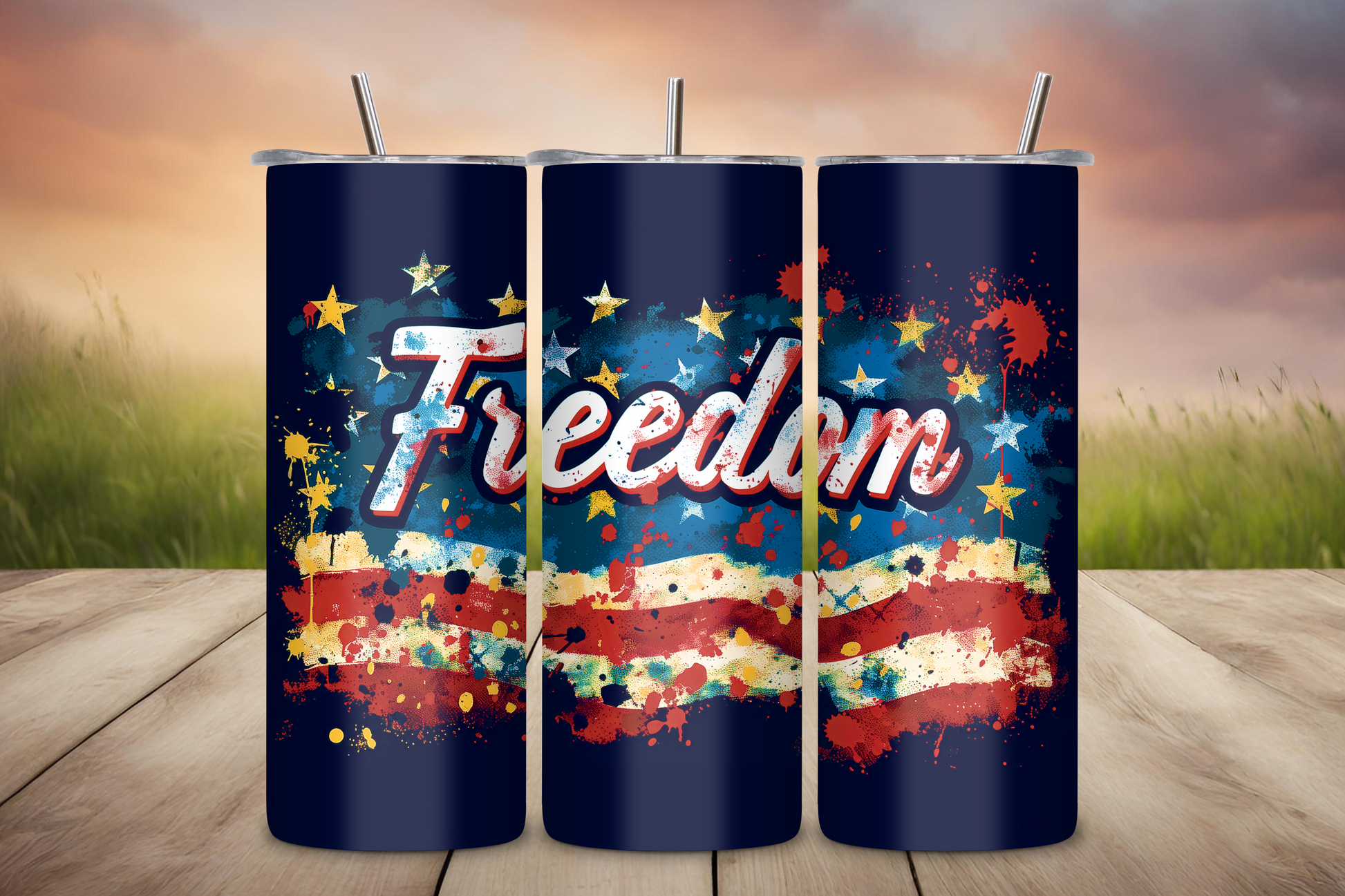 Vibrant Freedom Stars and Stripes Tumbler, USA Spirt Travel Mug Vibrant Freedom Stars and Stripes Tumbler, USA Spirt Travel Mug