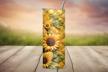 Sloth Golden Blossom Tumbler, Cute Sloth and Sunflower Tumbler, Cute Animal Gift Cup, Gift for Her, 20OZ Tumbler, 22OZ Tumbler, 30OZ Tumbler