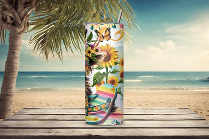Summer Vibes Highland Cow Tumbler, Beach Time Travel Mug, Sunflower Coffee Cup, Gift for Her, 20OZ Tumbler, 22OZ Tumbler, 30OZ Tumbler