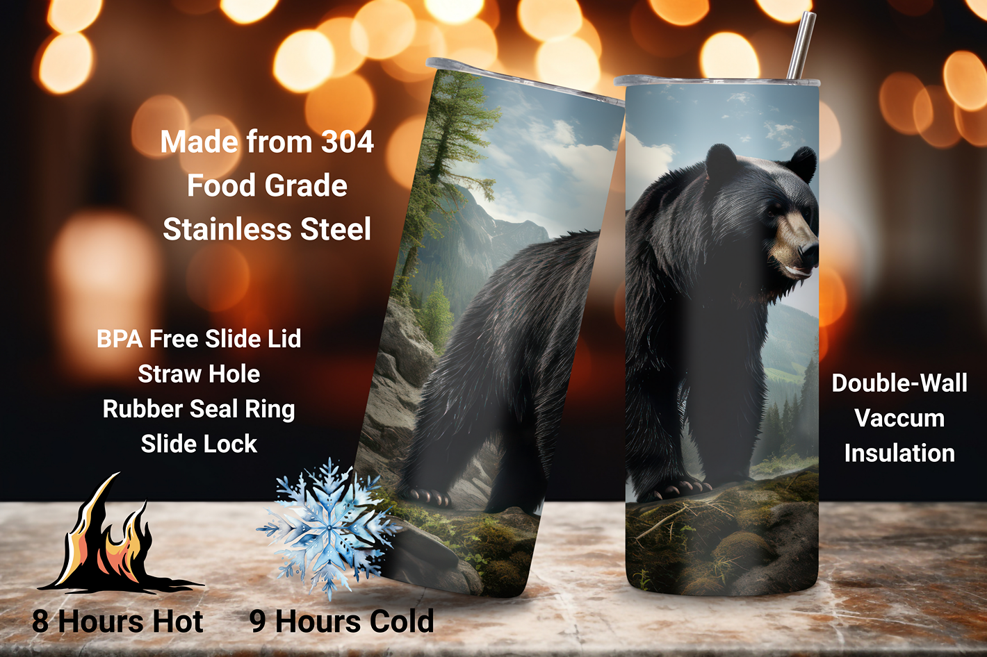 Wilderness Bear Tumbler, Nature Lover Gift, Natural Forest Coffee Cup, 20OZ Tumbler, 22OZ Tumbler, 30OZ Tumbler