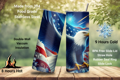 Soaring Eagle Patriotic Glory Tumbler - USA Bald Eagle Travel Cup, Flag Coffee Mug, 20OZ Tumbler, 22OZ Tumbler, 30OZ Tumbler