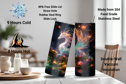 Whimsical Forest Dragon Personalized Tumbler, Custom Dragon Tumbler, 20OZ Tumbler, 22OZ Tumbler, 30OZ Tumbler