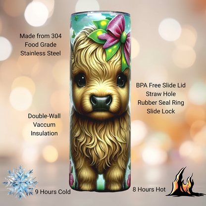 Highland Cow Tumbler, Colorful 20OZ, 22OZ, 30OZ Tumbler, Birthday Gift, Gift for Her, Travel Cup