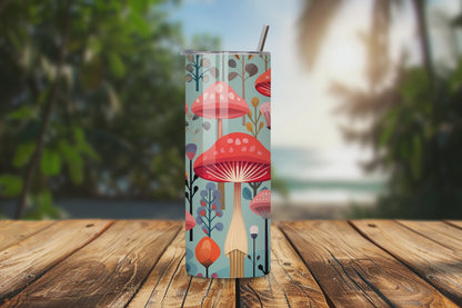 Whimsical Mushroom Tumbler, Mushroom Motif, Mushroom Gift, Cute Mushroom Lover Cup 20OZ 30OZ Tumbler